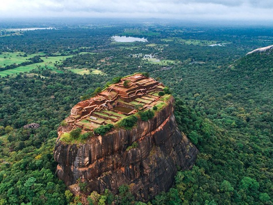 Aerial view of the historical site Sigiriya in Sri Lanka