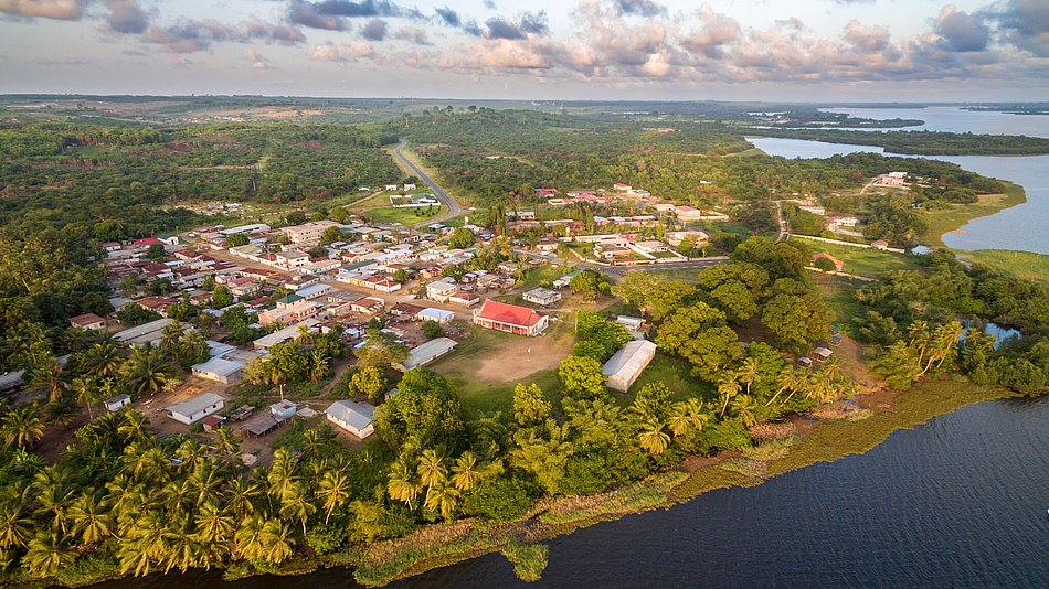 Aerial view of a landscape in Côte d'Ivoire